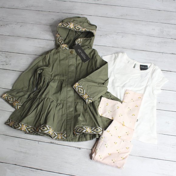 Rachel Zoe Baby Girl's Hooded Jacket Top Leggings Set Size 18 Months - Picture 1 of 11